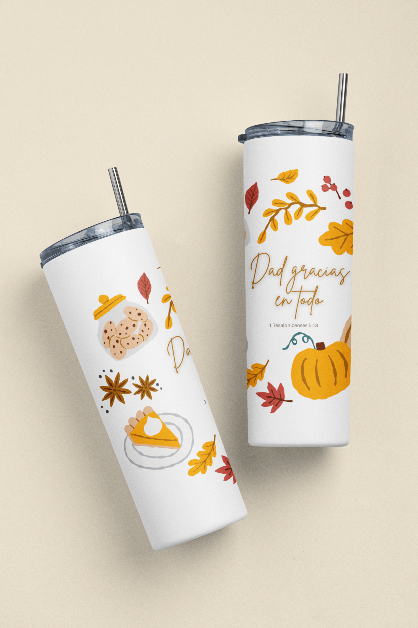 1Tessalonicenses 5:18 Dad gracias en Todo Insulated 20oz Stainless Steel Fall Edition Tumbler