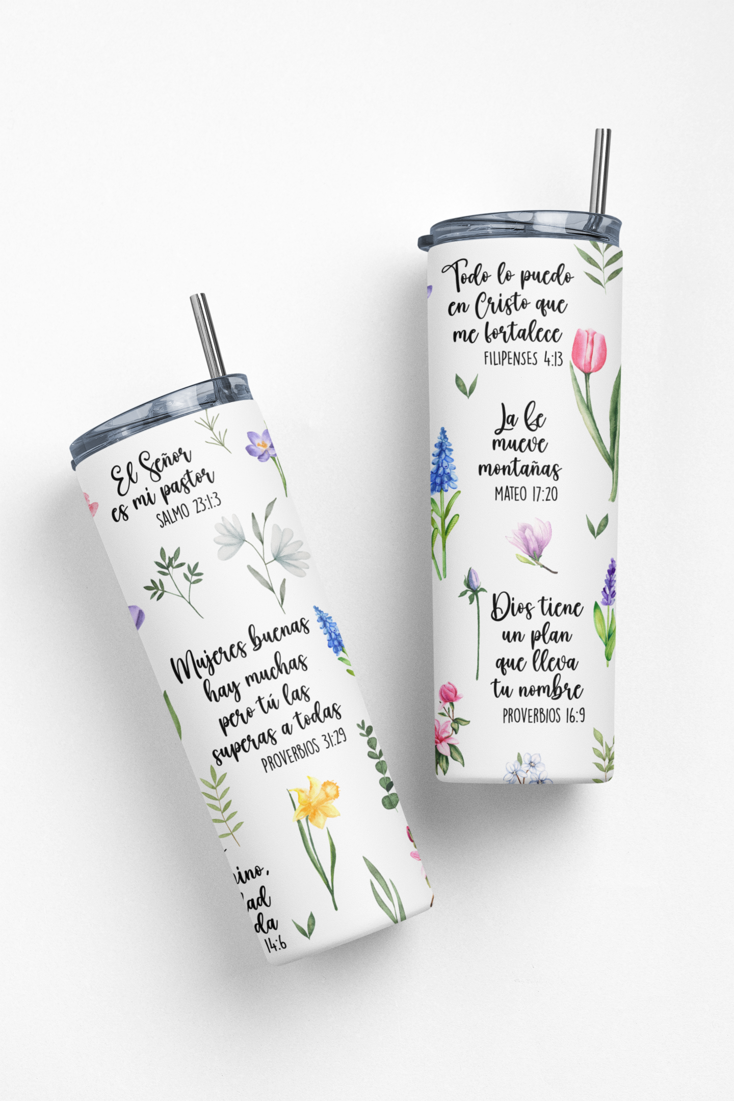Floral/Black Bible Verses Tumbler