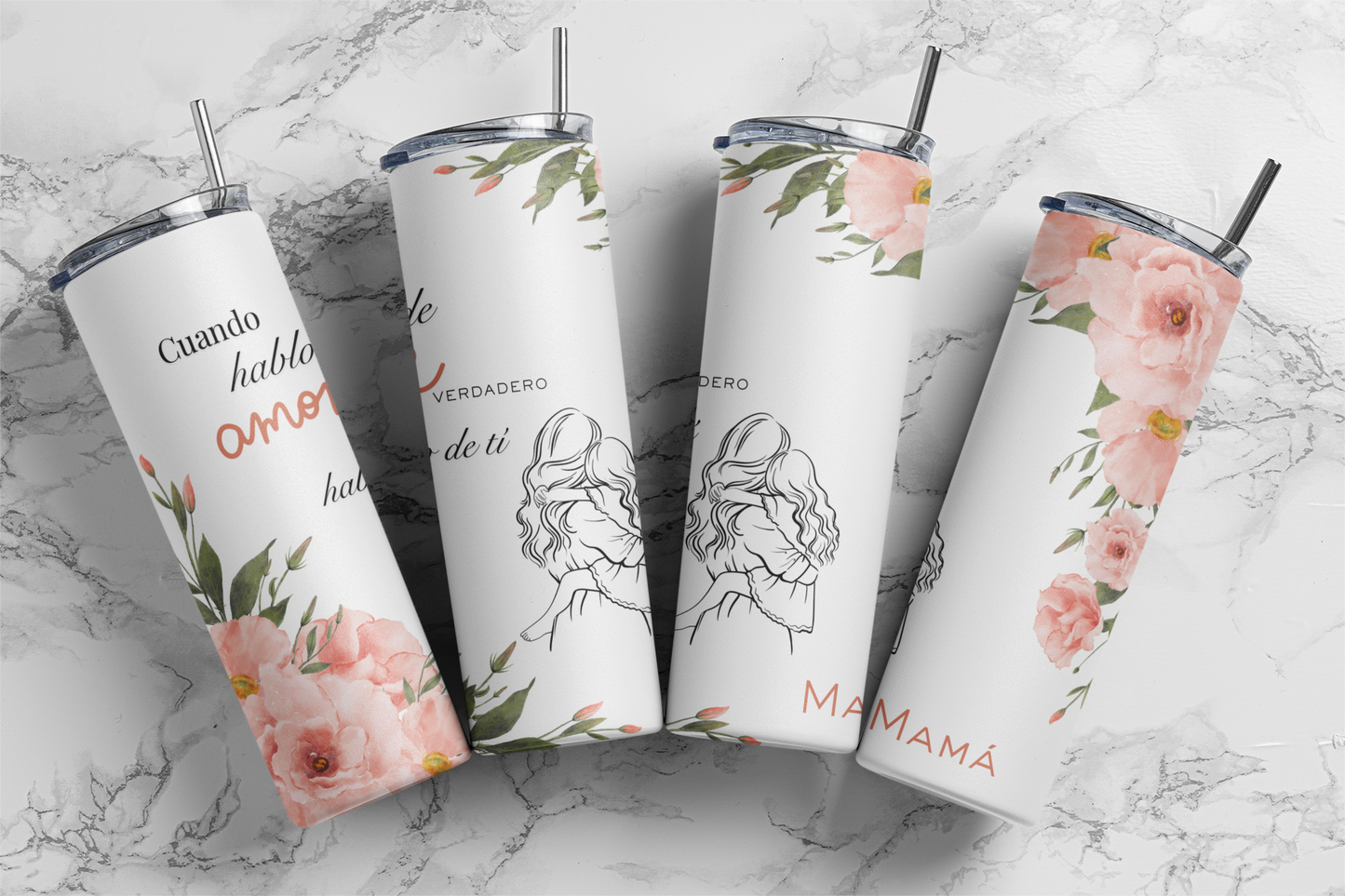 Mother & Daughter Floral Insulated 20oz Stainless Steel Tumbler
