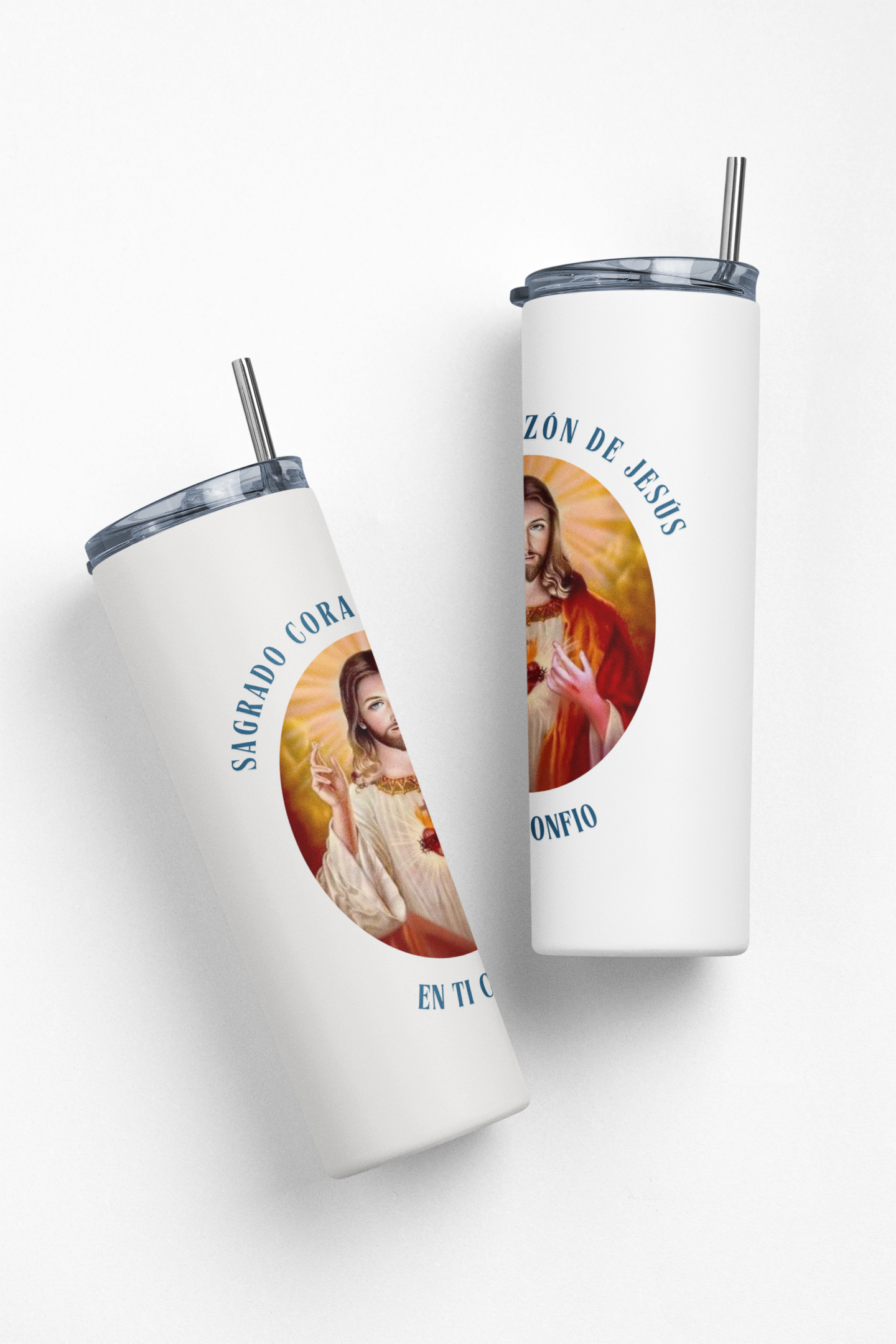 Sagrado Corazón de Jesús en Tí Confío Insulated 20oz Stainless Steel Tumbler