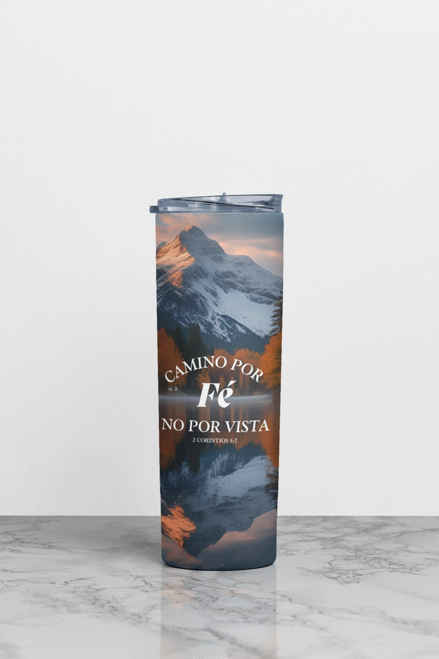 Camino por Fé no por Vista Stainless Steel Insulated 20oz Skinny Tumbler