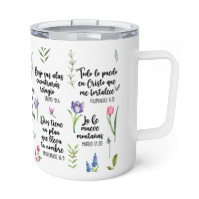 Spanish Bible Verses Floral Stainless Steel Insulated 12oz Travel Mug