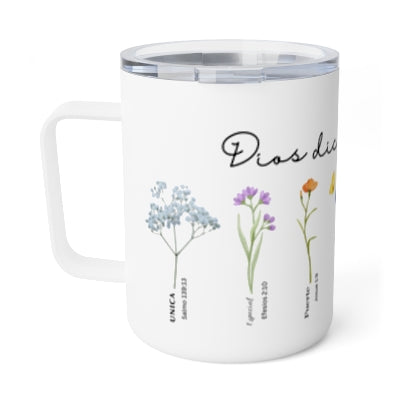 Dios dice que eres Insulated Stainless Steel 12oz Travel Mug
