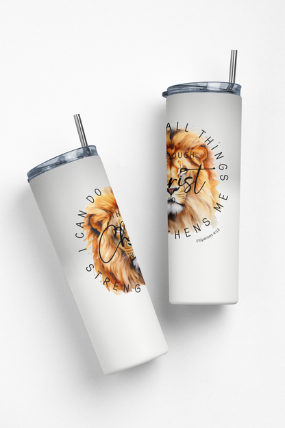 Philippians 4:13 Stainless Steel Insulated 20oz Skinny Tumbler