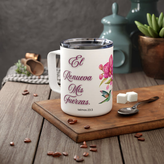 Salmos 23:3 Él Renueva Mis Fuerzas Insulated Stainless Steel 12oz Travel Mug