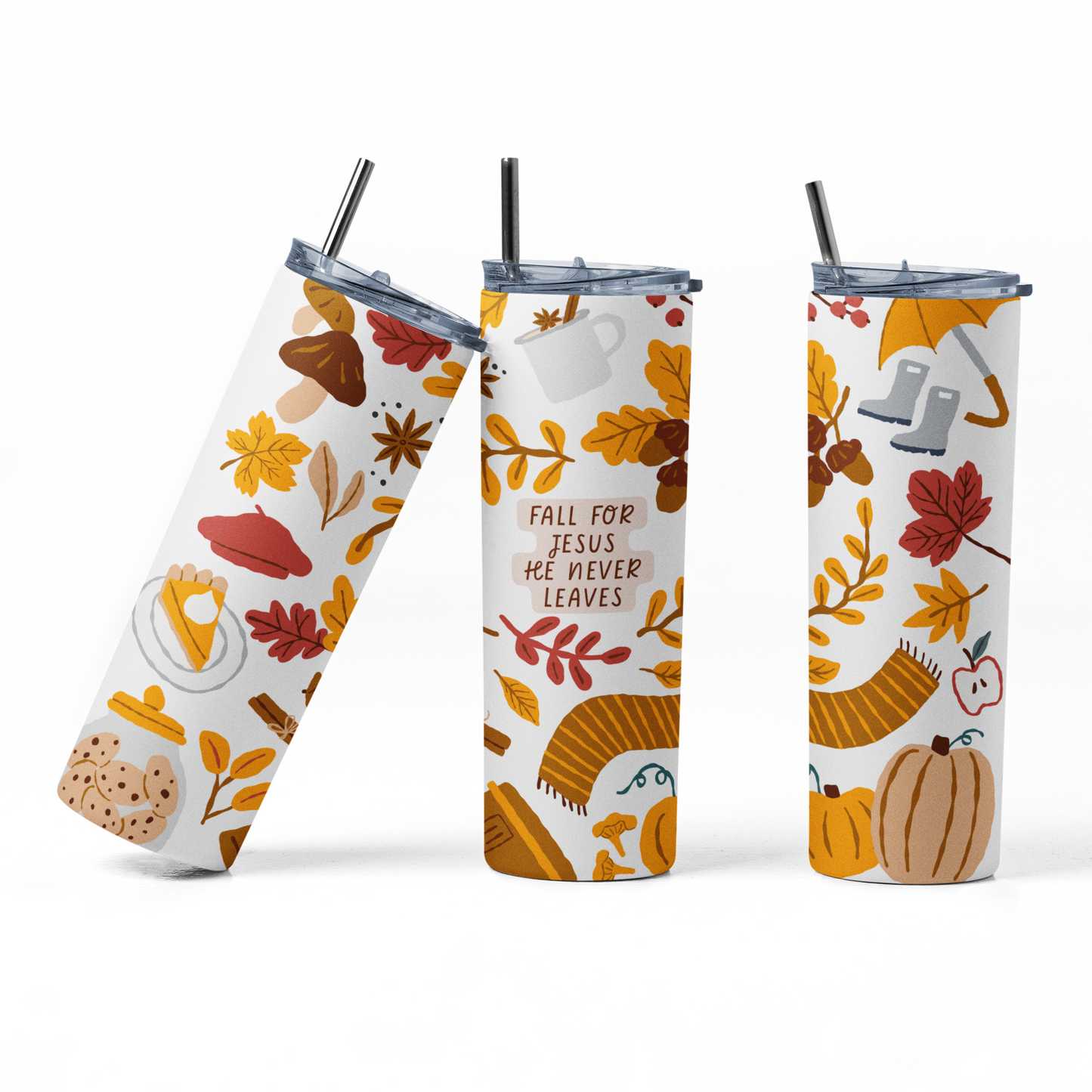 Fall for Jesus He Never Leaves Insulated 20oz Stainless Steel Fall Edition Tumbler