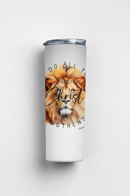 Philippians 4:13 Stainless Steel Insulated 20oz Skinny Tumbler