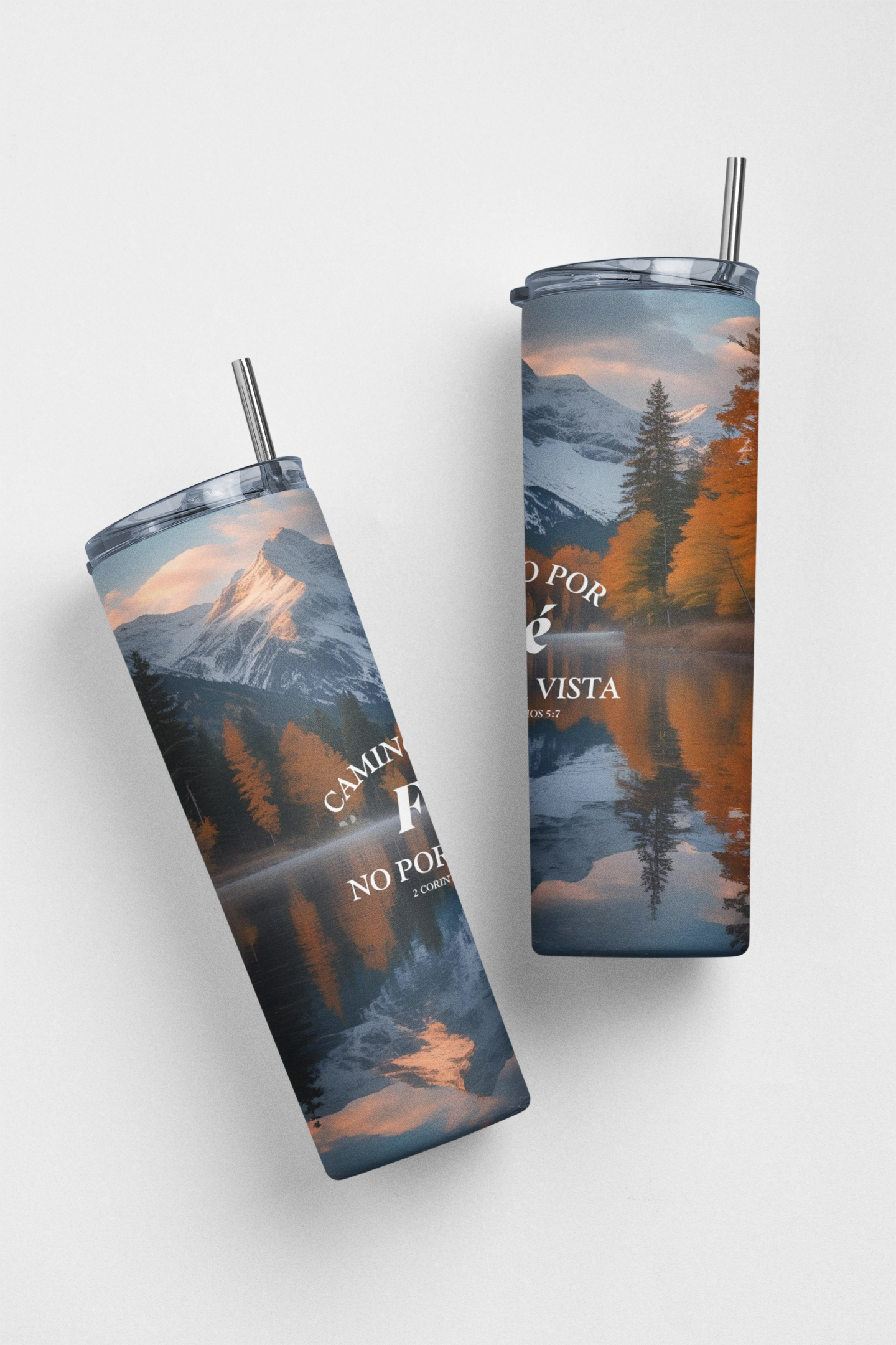 Camino por Fé no por Vista Stainless Steel Insulated 20oz Skinny Tumbler