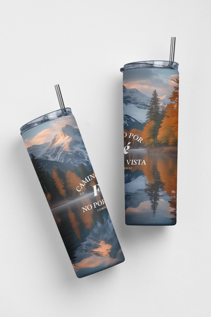 Camino por Fé no por Vista Stainless Steel Insulated 20oz Skinny Tumbler