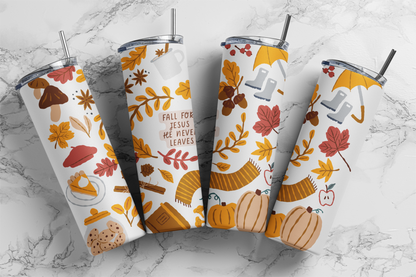 Fall for Jesus He Never Leaves Insulated 20oz Stainless Steel Fall Edition Tumbler