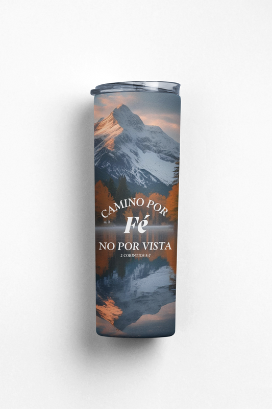 Camino por Fé no por Vista Stainless Steel Insulated 20oz Skinny Tumbler