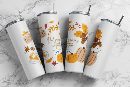 1Tessalonicenses 5:18 Dad gracias en Todo Insulated 20oz Stainless Steel Fall Edition Tumbler