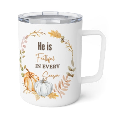 He is Faithful in Every Season Fall Edition Stainless Steel Insulated 12oz Travel Mug