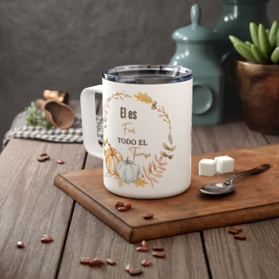 Él es Fiel todo el Tiempo Fall Edition Stainless Steel Insulated 12oz Travel Mug