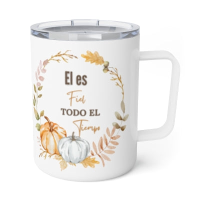 Él es Fiel todo el Tiempo Fall Edition Stainless Steel Insulated 12oz Travel Mug