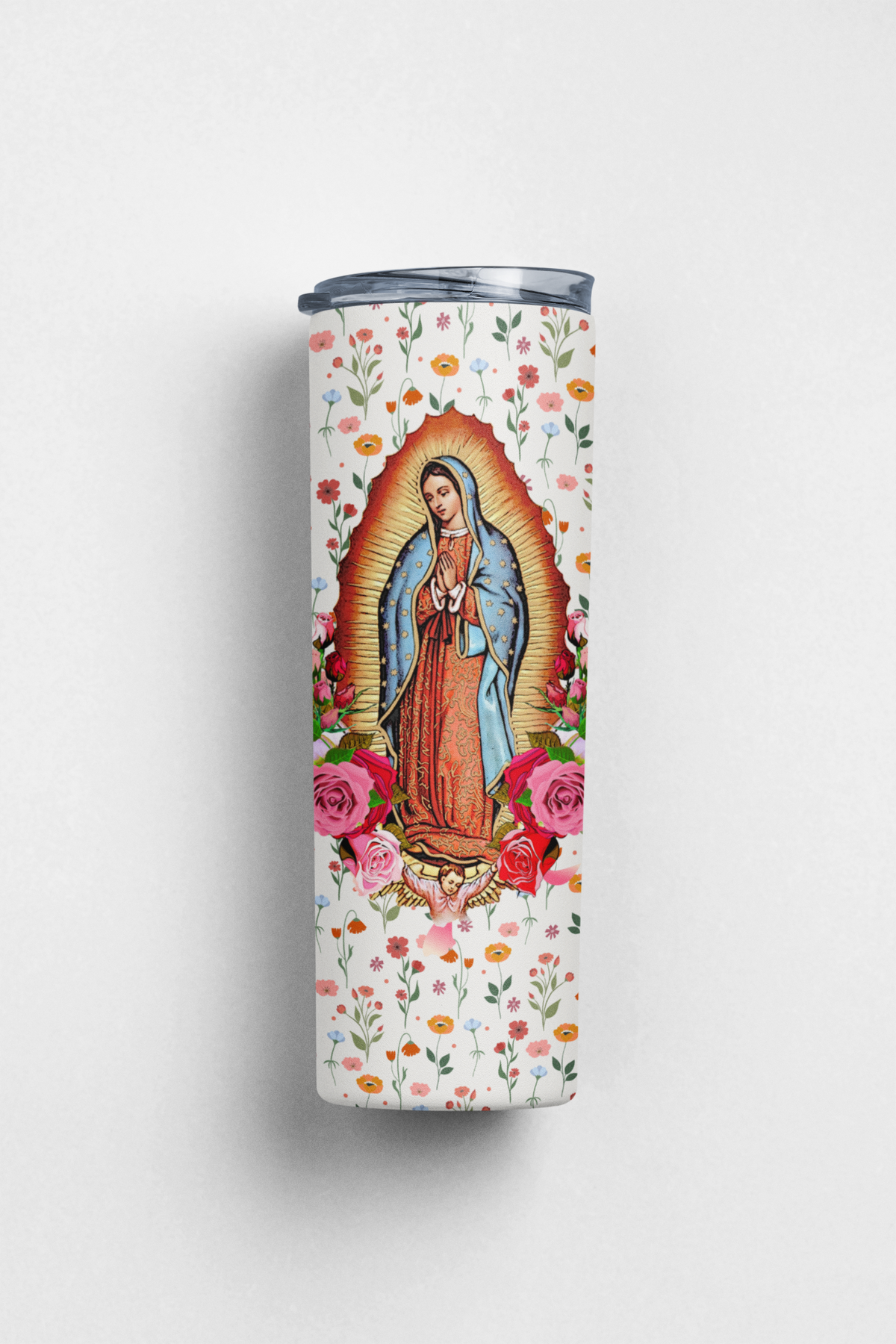 Our Lady of Guadalupe Floral Stainless Steel Insulated 20oz Skinny Tumbler