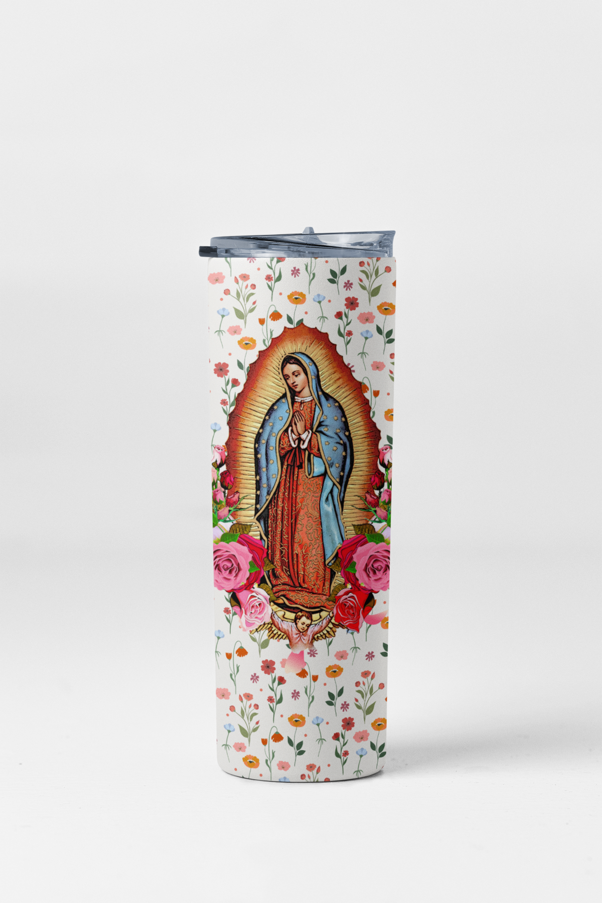 Our Lady of Guadalupe Floral Stainless Steel Insulated 20oz Skinny Tumbler