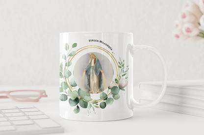Taza de Ceramica de 11 onzas con Imagen de la Virgen Milagrosa