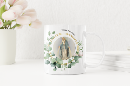 Taza de Ceramica de 11 onzas con Imagen de la Virgen Milagrosa