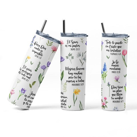 Floral/Black Bible Verses Tumbler